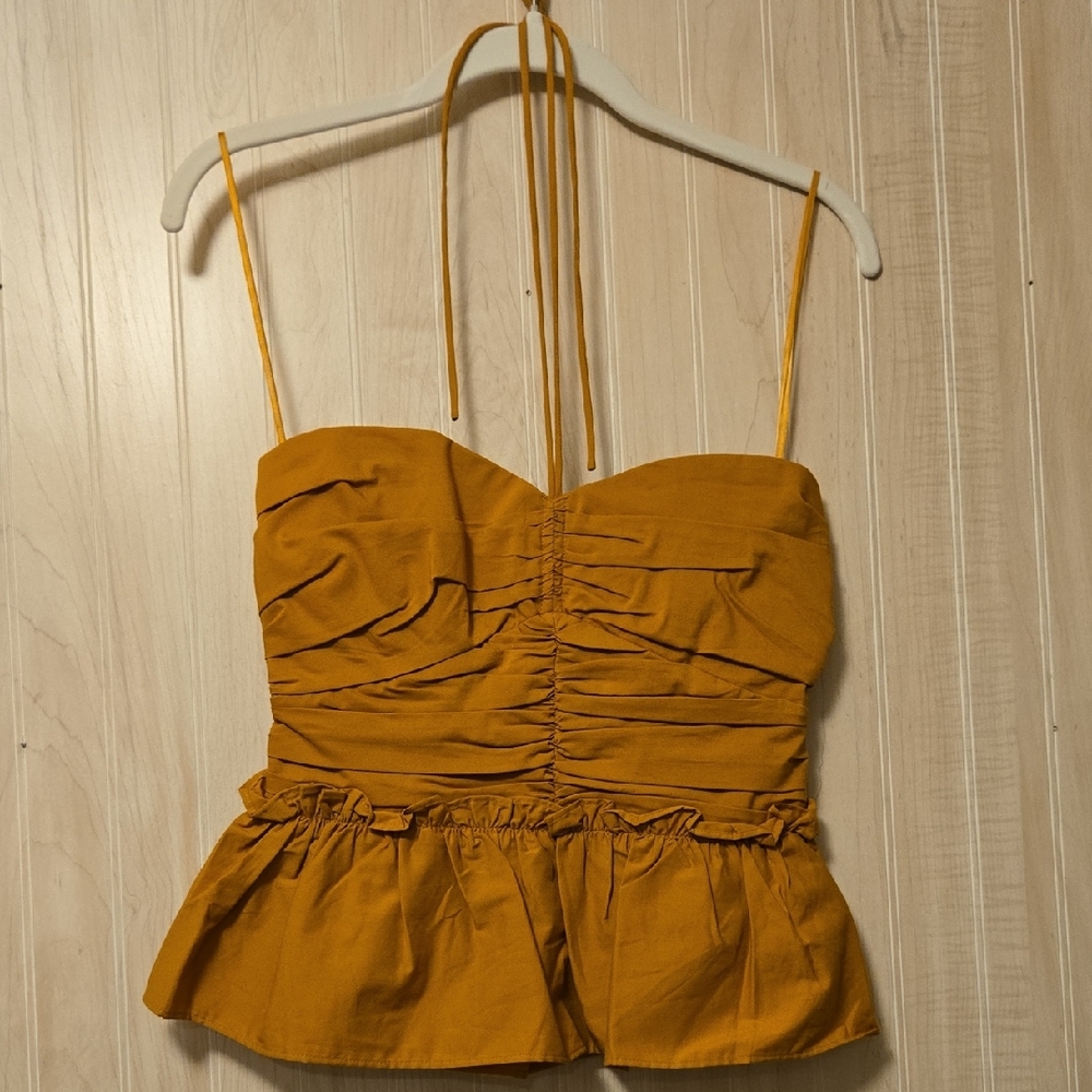 Express Mustard Yellow Ruched Camisole Top